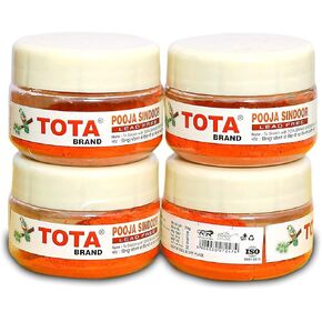 Tota Sindoor for Pooja, Tilak, Hanumanji and Ganesh ji Puja| 100% Lead Free | Pack of 4 (20gm x 4) | Colour – Orange