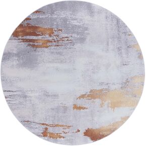 Safavieh Tacoma Collection Area Rug - 6' Round, Grey & Rust, Modern Abstract Design, Non-Shedding & Easy Care, Machine Washable Ideal for High Traffic Areas in Living Room, Bedroom (TAC801P)