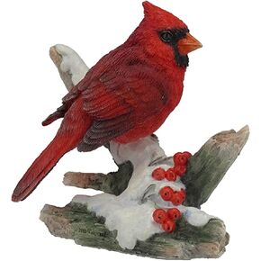 4.25 Inch Cardinal Bird on Snowy Branch Decorative Figurine, Red (Cardinal Bird on Snowy)