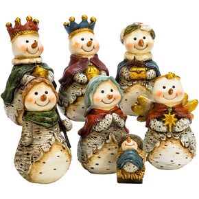 Kurt S. Adler J7344 6" Resin Snowmen Nativity Scene Table Set Brand: Kurt S. Adler 7 piece