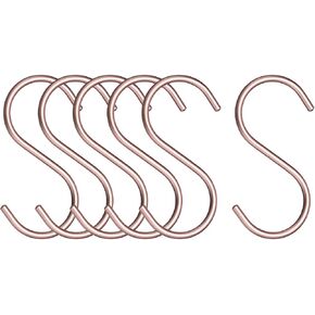 uxcell S Hooks, 6Pcs 3.5'' - Aluminum Alloy S-Shaped Hanger Hook, S Hooks for Hanging Clothes Towels Shoe Scarf Bag (Rose Gold)