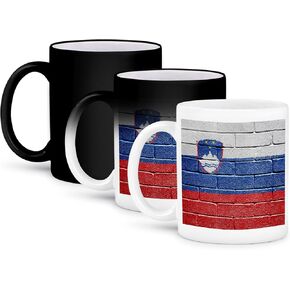 3dRose National Flag of Slovenia Painted onto a Brick Wall Slovenian Mug, 15 oz, Ceramic