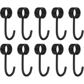 uxcell 10Pcs Pipe Rod Hooks, Stainless Steel 25mm/0.98" Inner Dia Adjustable Rod Closet Rod Hooks Coat Hook for Wardrobe Hanging Pots, Black