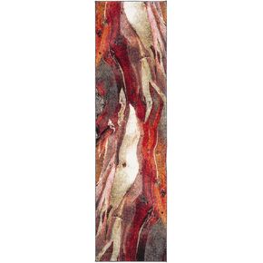 SAFAVIEH Glacier Collection 2'3" x 14' Red / Multi GLA126A Modern Abstract Non-Shedding Living Room Bedroom Runner Rug