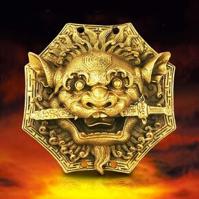 better us Chinese Feng Shui Brass Stereoscopic Beast Head Bagua Mirror Fengshui ba gua Mirrors(6.3 Inch)