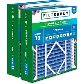 Filterbuy 20x26x5 Air Filter MERV 13 Optimal Defense (2-Pack), Pleated HVAC AC Furnace Air Filters for Electro-Air, Emerson, Lennox, White Rodgers, and More (Actual Size: 20.00 x 25.88 x 4.88 Inches)