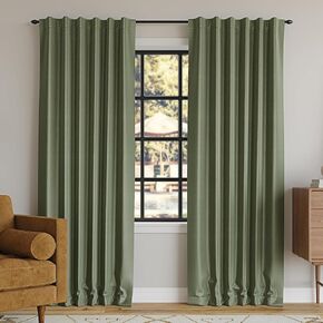 Sun Zero Greyson Faux Dupioni Silk Thermal Extreme Total Blackout Back Tab Curtain Panel, 50" x 95", Moss Green