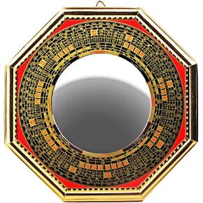 Feng Shui 4.7IN Concave Bagua Mirror China Orientation, Longitude and Latitude Bagua Mirror Home Outdoor Protection and Decoration Bring Good Luck, Clean up Bad Fortune (4.7IN Concave)