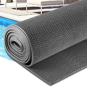 JIAWANSHUN Drainage Non Slip Mat, 3x16.4 Ft Non-Slip Commercial Wet Area Mat, 1/5'' Thick Mesh Hollow Door Mat Roll for Bathroom Swimming Pool Kitchen Washroom Restaurant Bar