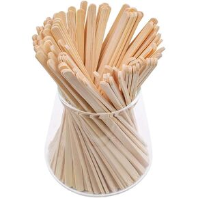 Pack 100 5.5-Inch Bamboo Coffee Stirrers, Disposable Beverage Stirrers Sticks Eco Friendly Biodegradable Stir Sticks for Tea,Hot or Cold Beverages.(Glass not Included)