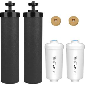 Water Filter Replacement for Berkey®, 2 Black Carbon Filters and 2 Fluoride Filters Compatible for Berkey® Water Filter 4 Combo Packs Compatible with Berkey® Gravity Water Filter System