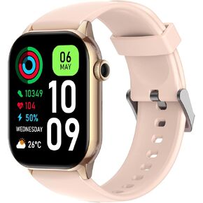 Fitness Tracker, Smart Watch, Blood Pressure Monitor Watch, 2" HD Color Touchscreen with Heart Rate Monitor, Sleep Tracker IP68 Waterproof, GPS, Activity Tracker for Women Men (Golden)