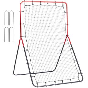 VEVOR Baseball and Softball Rebounder Net, 3 x 4.5 ft 2-in-1 Switch Hitter Pitch Trainer, PitchBack Baseball Pitching Return Trainer Nest, Bounce Back Net for Fielding/Throwing Practice