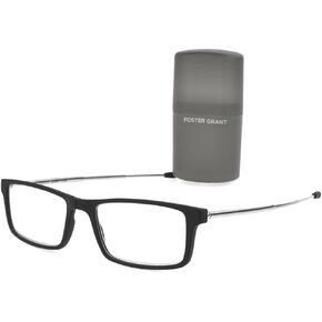Foster Grant Gino Reading Glasses, Black (Classic Folding, Foldable, Bridge, Rectangle)