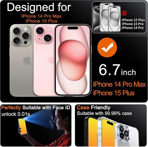 Compatible with iPhone 14 Pro Max Privacy Screen Protector Mirror Effect Anti-Spy anti Blue light eye protection 2 Pack Gradient Colorful espejo (Pink 6.7 inch) in Saudi Arabia