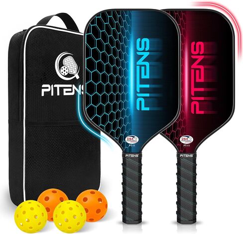 Pickleball Paddles Set of 2,Carbon Fiber and Graphite Face,Non-Slip Grip,USAPA Approved Pro Pickleball Set with 4 Pickleball Balls Outdoor Indoor,Pickleball Net Bag | Pickle Ball Racket for Women Men in Saudi Arabia