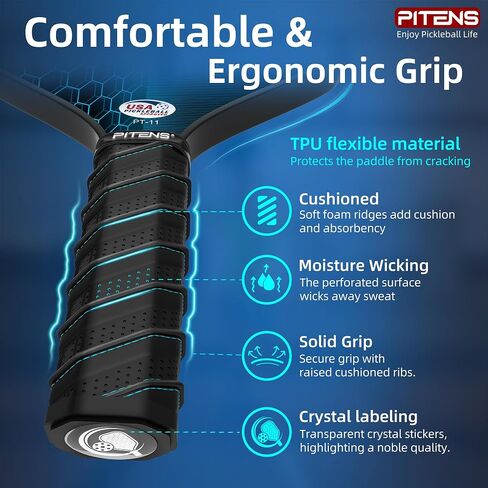 Pickleball Paddles Set of 2,Carbon Fiber and Graphite Face,Non-Slip Grip,USAPA Approved Pro Pickleball Set with 4 Pickleball Balls Outdoor Indoor,Pickleball Net Bag | Pickle Ball Racket for Women Men in Saudi Arabia