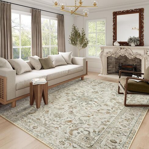 LIVEBOX 3x5 Area Rug, Non-Slip Machine Washable Rug, Sage Green Retro Kitchen Area Rugs Lightweight Floral Vintage Boho Rug for Entryway Bathroom Living Room in Saudi Arabia