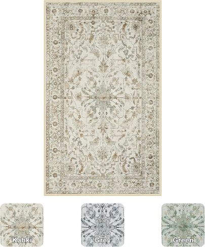 LIVEBOX 3x5 Area Rug, Non-Slip Machine Washable Rug, Sage Green Retro Kitchen Area Rugs Lightweight Floral Vintage Boho Rug for Entryway Bathroom Living Room in Saudi Arabia
