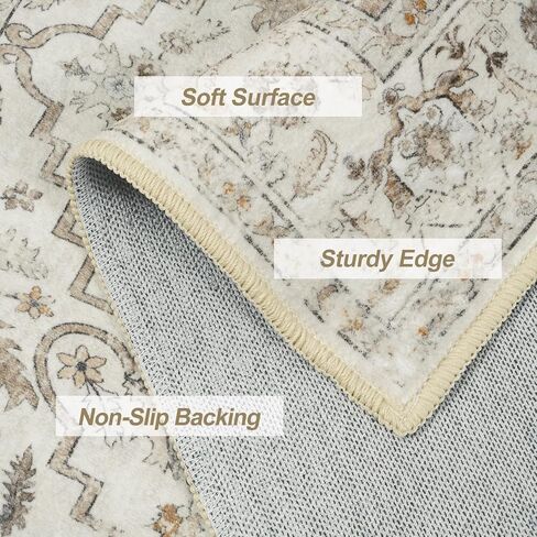 LIVEBOX 3x5 Area Rug, Non-Slip Machine Washable Rug, Sage Green Retro Kitchen Area Rugs Lightweight Floral Vintage Boho Rug for Entryway Bathroom Living Room in Saudi Arabia