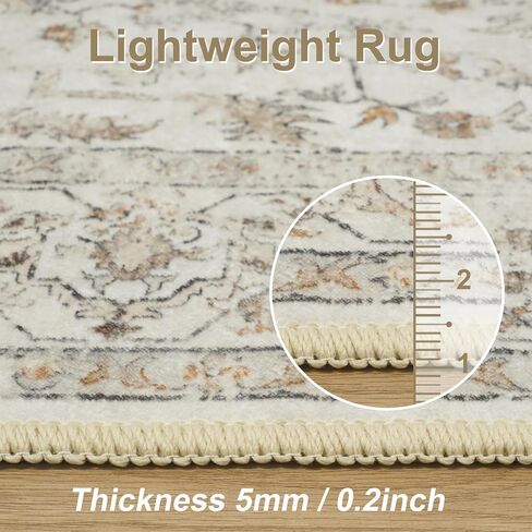 LIVEBOX 3x5 Area Rug, Non-Slip Machine Washable Rug, Sage Green Retro Kitchen Area Rugs Lightweight Floral Vintage Boho Rug for Entryway Bathroom Living Room in Saudi Arabia