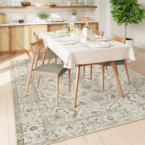 LIVEBOX 3x5 Area Rug, Non-Slip Machine Washable Rug, Sage Green Retro Kitchen Area Rugs Lightweight Floral Vintage Boho Rug for Entryway Bathroom Living Room in Saudi Arabia