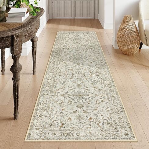 LIVEBOX 3x5 Area Rug, Non-Slip Machine Washable Rug, Sage Green Retro Kitchen Area Rugs Lightweight Floral Vintage Boho Rug for Entryway Bathroom Living Room in Saudi Arabia