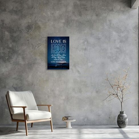 Wallpicss 1 كورينثيان 13 4-8 الحب هو المريض جدار الفن قماش مؤطرة اقتباسات دينية ملصق ESV آيات الكتاب المقدس جدار ديكور الكتاب المقدس صور للغرفة 12x18 بوصة in Saudi Arabia