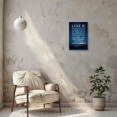 Wallpicss 1 كورينثيان 13 4-8 الحب هو المريض جدار الفن قماش مؤطرة اقتباسات دينية ملصق ESV آيات الكتاب المقدس جدار ديكور الكتاب المقدس صور للغرفة 12x18 بوصة in Saudi Arabia
