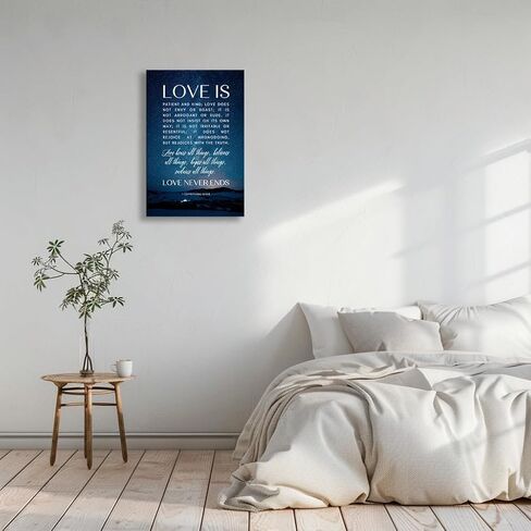 Wallpicss 1 كورينثيان 13 4-8 الحب هو المريض جدار الفن قماش مؤطرة اقتباسات دينية ملصق ESV آيات الكتاب المقدس جدار ديكور الكتاب المقدس صور للغرفة 12x18 بوصة in Saudi Arabia