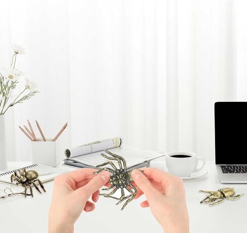 3Pcs Brass Spider & Beetle Statue, Solid Metal Animal Figurine Ornament, Small Spider & Beetle Sculpture for Home Office Garden Desktop Decor (Statue-03) in Saudi Arabia