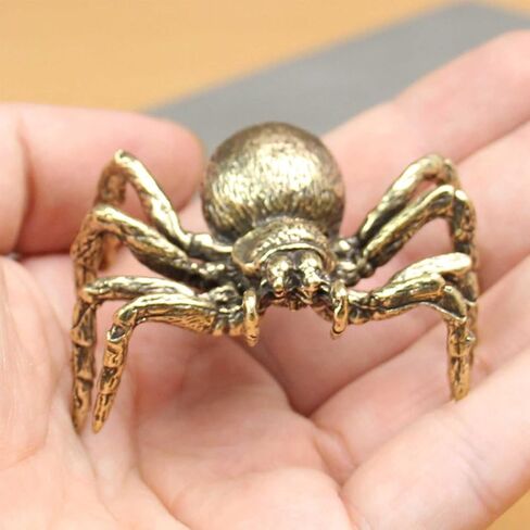 3Pcs Brass Spider & Beetle Statue, Solid Metal Animal Figurine Ornament, Small Spider & Beetle Sculpture for Home Office Garden Desktop Decor (Statue-03) in Saudi Arabia