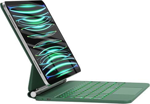 حافظة HOU iPad Pro 11 بوصة مع لوحة مفاتيح (M4,2024، فقط)، لوحة مفاتيح سحرية iPad Pro 11 بوصة (الجيل الخامس) حافظة لوحة مفاتيح لجهاز iPad Pro 11 بوصة (M4)، لوحة تتبع متعددة اللمس، 7 ألوان خلفية، مجموعة سهلة ،أسود in Saudi Arabia