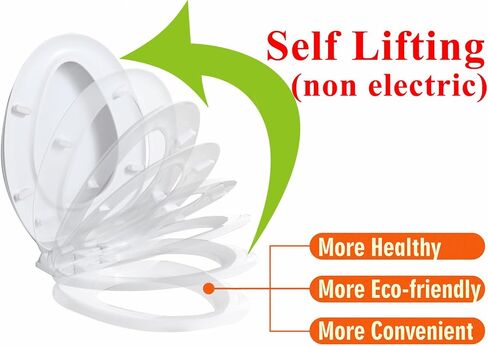 Self lifting toilet seat, non electric,no cleaning required,auto lifting toilet seat cover, self raising,suitable for elongated or oval toilet in Saudi Arabia