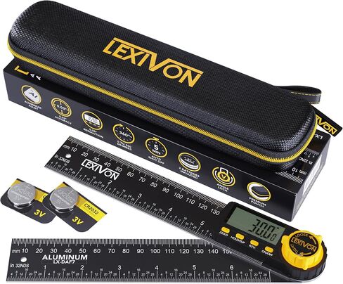 مقياس زاوية رقمي من الألومنيوم من LEXIVON، منقلة متعددة الأغراض مقاس 5 بوصات/130 مم، تتضمن شاشة مقاس XL وحقيبة متينة بسحاب (LX-DAF5) in Saudi Arabia