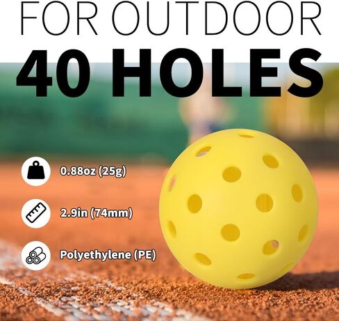 Pickleball Balls 40 Holes Outdoor Indoor USAPA Approved Premium Durable High Visible Pickle Ball 4 Pack in Saudi Arabia