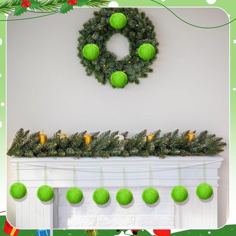 12 Pcs Lime Green Furry Christmas Ball Ornaments Furry Elf Ornaments for Tree Green Christmas Hanging Decorations Soft Faux Fur Pom Pom Ball Ornaments for Christmas Party Tree Home Supplies in Saudi Arabia