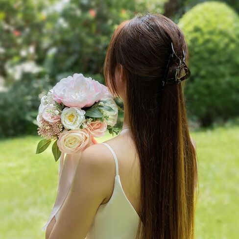 ponatia Purple Wedding Bouquets for Bride Bridesmaid, Cream Wedding Artificial Roses Flowers for Wedding Bouquets Ceremony, Anniversary (Purple & Cream) in Kuwait