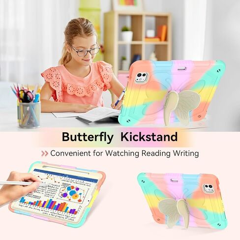 حافظة لجهاز iPad Air الجيل الخامس لجهاز iPad Pro 11 بوصة، حافظة الجيل الرابع والثالث للأطفال البنات مع واقي شاشة، مسند فراشة، حزام كتف، غطاء حامل قلم لجهاز iPad Air 4th Gen 10.9 بوصة أرجواني in Saudi Arabia
