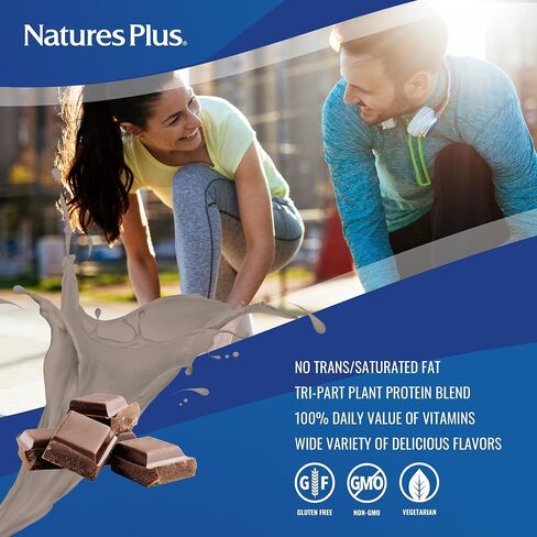 NaturesPlus Spiru-Tein, Chocolate - 2.1 lb - Protein Complex with Spirulina - 14 g of Plant-Based Protein Per Serving - Non-GMO, Vegetarian - 34 Servings in Saudi Arabia