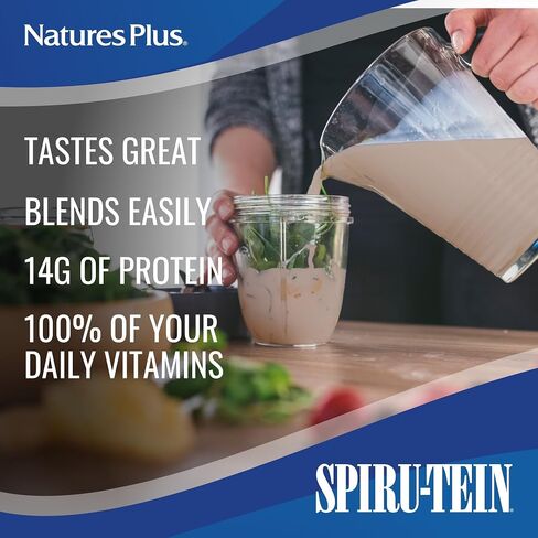 NaturesPlus Spiru-Tein, Chocolate - 2.1 lb - Protein Complex with Spirulina - 14 g of Plant-Based Protein Per Serving - Non-GMO, Vegetarian - 34 Servings in Saudi Arabia