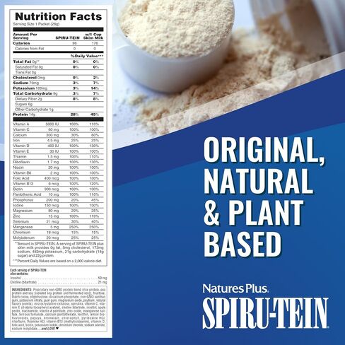 NaturesPlus Spiru-Tein, Chocolate - 2.1 lb - Protein Complex with Spirulina - 14 g of Plant-Based Protein Per Serving - Non-GMO, Vegetarian - 34 Servings in Saudi Arabia