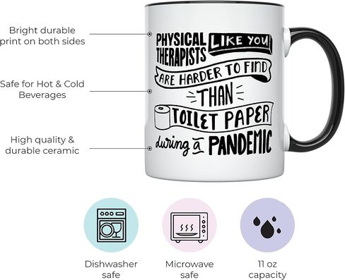 YouNique Designs Physical Therapist Mug for Women and Men, 11 Ounces, Physical Therapy Coffee Mug, Physical Therapist Mug, Graduation Cup for Physical Therapist (Black Handle) in Saudi Arabia