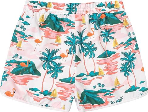 Cromoncent Women Beach Board Shorts,Summer Tropical Drawstring Shorts Hawaiian Swim Shorts for Women with Pockets in Kuwait