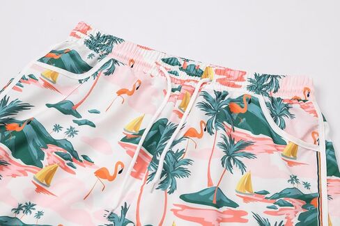Cromoncent Women Beach Board Shorts,Summer Tropical Drawstring Shorts Hawaiian Swim Shorts for Women with Pockets in Kuwait