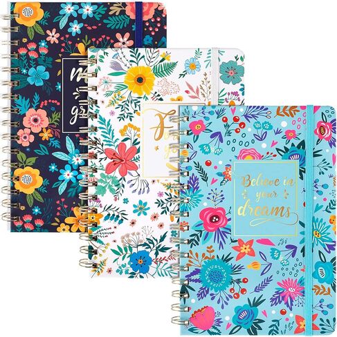 EOOUT 3 Pack William Morris Floral Journals for Women, 5.7" x 8.5" College Ruled Spiral Notebook, 160 Pages Hardcover Cute Notebooks with Back Pocket for School Office Home Gifts in Saudi Arabia