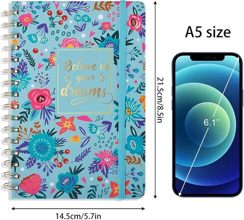 EOOUT 3 Pack William Morris Floral Journals for Women, 5.7" x 8.5" College Ruled Spiral Notebook, 160 Pages Hardcover Cute Notebooks with Back Pocket for School Office Home Gifts in Saudi Arabia