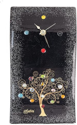 ساعة حائط Sospiri Venezia آلية صامتة من زجاج مورانو مزينة بالمورين وهدية أوراق الذهب مصنوعة يدويًا في إيطاليا (10x30) in Kuwait