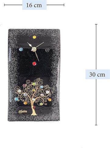 ساعة حائط Sospiri Venezia آلية صامتة من زجاج مورانو مزينة بالمورين وهدية أوراق الذهب مصنوعة يدويًا في إيطاليا (10x30) in Kuwait