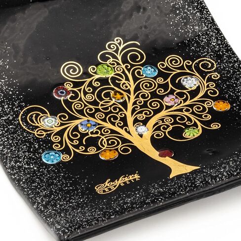 ساعة حائط Sospiri Venezia آلية صامتة من زجاج مورانو مزينة بالمورين وهدية أوراق الذهب مصنوعة يدويًا في إيطاليا (10x30) in Kuwait